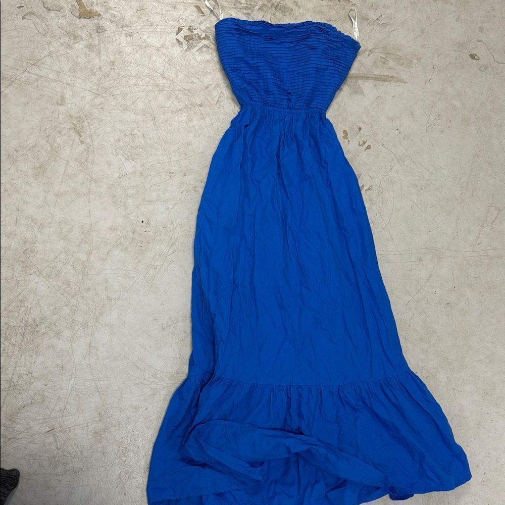 Elegant Blue Strapless Dress LUSANA Resortwear LIKE NEW Dress Size 6
